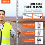 Measuring Tools & Sensors: VEVOR Aluminum Grade Rod, 14-Feet/8ths 4 Sections Telescopic Measuring Rod, Double-Sided Scale 1/8in Leveling Rod Stick, Aluminum Alloy Survey Rod w/ Bubble Level &Carrying Bag for Houses,Walls,Floors