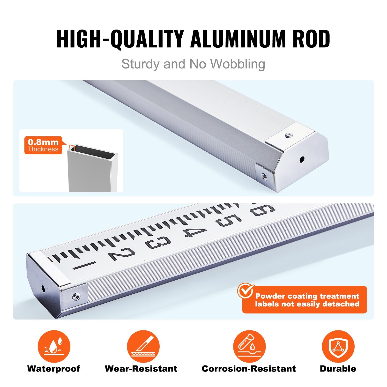 Kitchen & Bathroom DIY: VEVOR Measuring Rod 16-Feet/10ths 4 Sections Telescopic Grade Rod 1/10ft w/ Bag