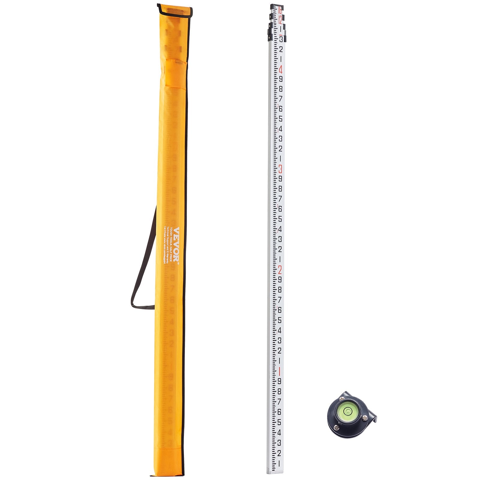 Kitchen & Bathroom DIY: VEVOR Measuring Rod 16-Feet/10ths 4 Sections Telescopic Grade Rod 1/10ft w/ Bag