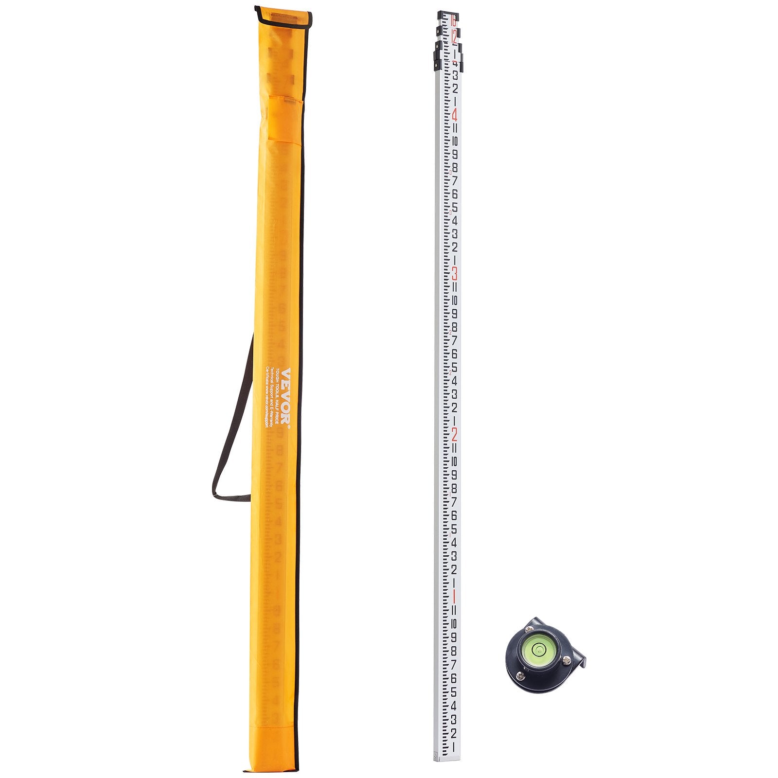 Kitchen & Bathroom DIY: VEVOR Measuring Rod 16-Feet/8ths 4 Sections Telescopic Grade Rod 1/8in w/ Bag