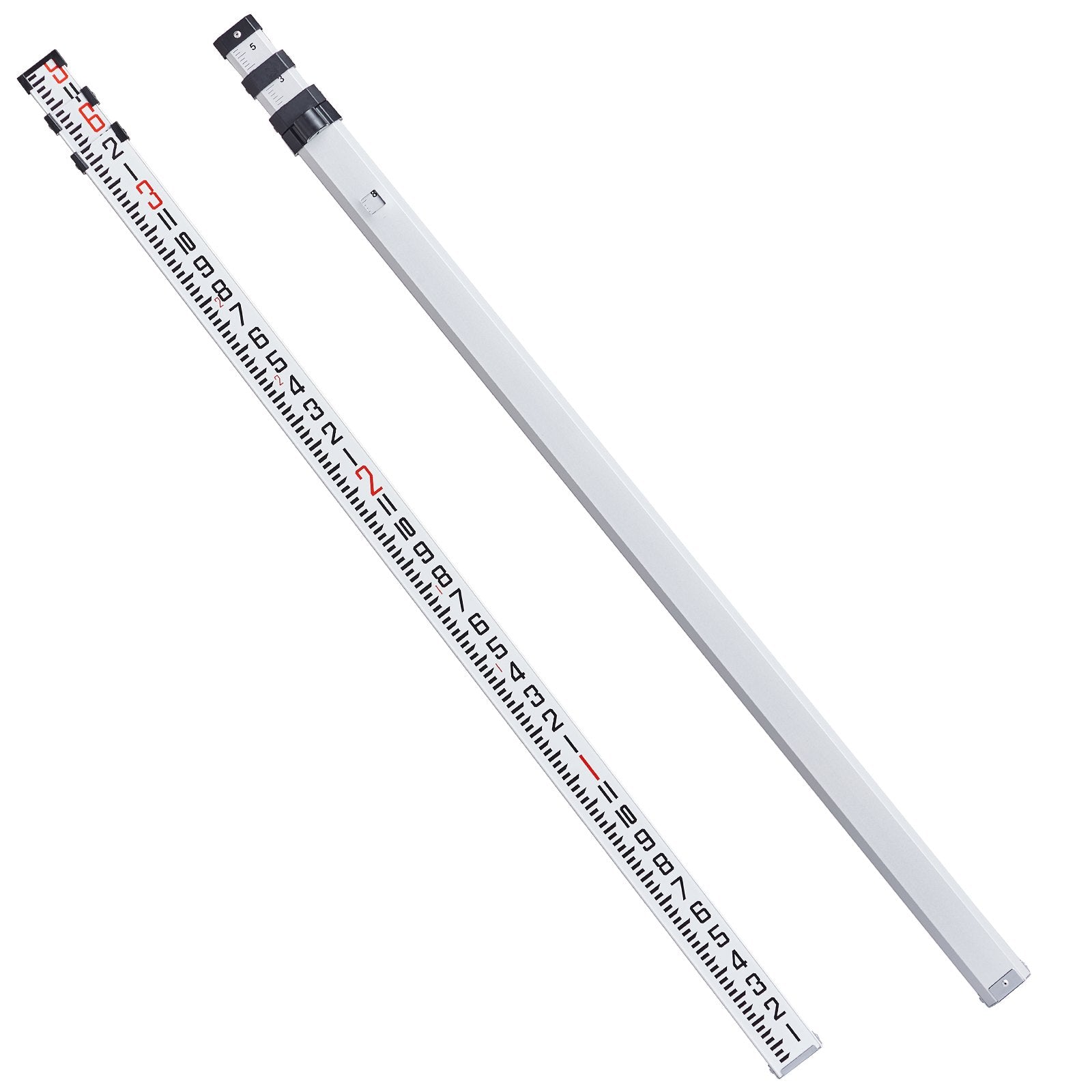Aluminum Grade Rod, 9-Feet/8ths 3 Sections Telescopic Measuring Rod, Double-Sided Scale 1/8in Leveling Rod Stick,Aluminum Alloy Survey Rod with Bubble Level &Carrying Bag for Houses,Walls,Floors