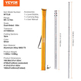 Measuring Tools & Sensors: VEVOR Aluminum Grade Rod, 9-Feet/8ths 3 Sections Telescopic Measuring Rod, Double-Sided Scale 1/8in Leveling Rod Stick,Aluminum Alloy Survey Rod with Bubble Level &Carrying Bag for Houses,Walls,Floors