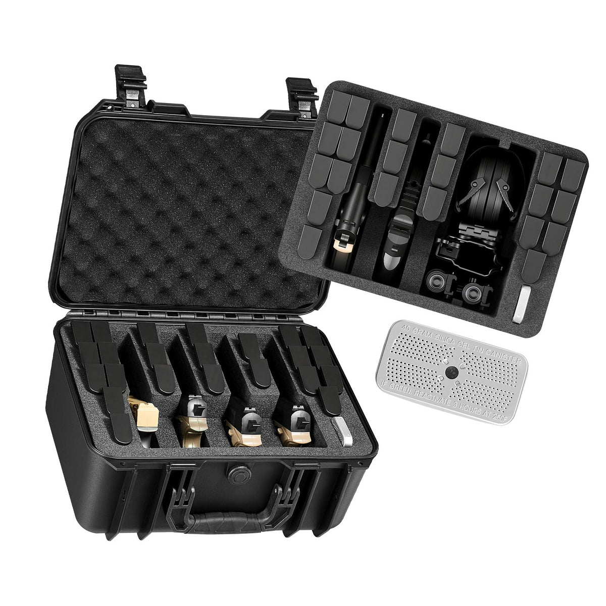 Hard Pistol Case, Heavy Duty Hard Gun Case with XPE Foam Lining, Waterproof Pistol Storage Box with Customizable Interior & Handle for Gun, Lenses, Camera, Gear, TSA Compliant, 404x319x192 mm