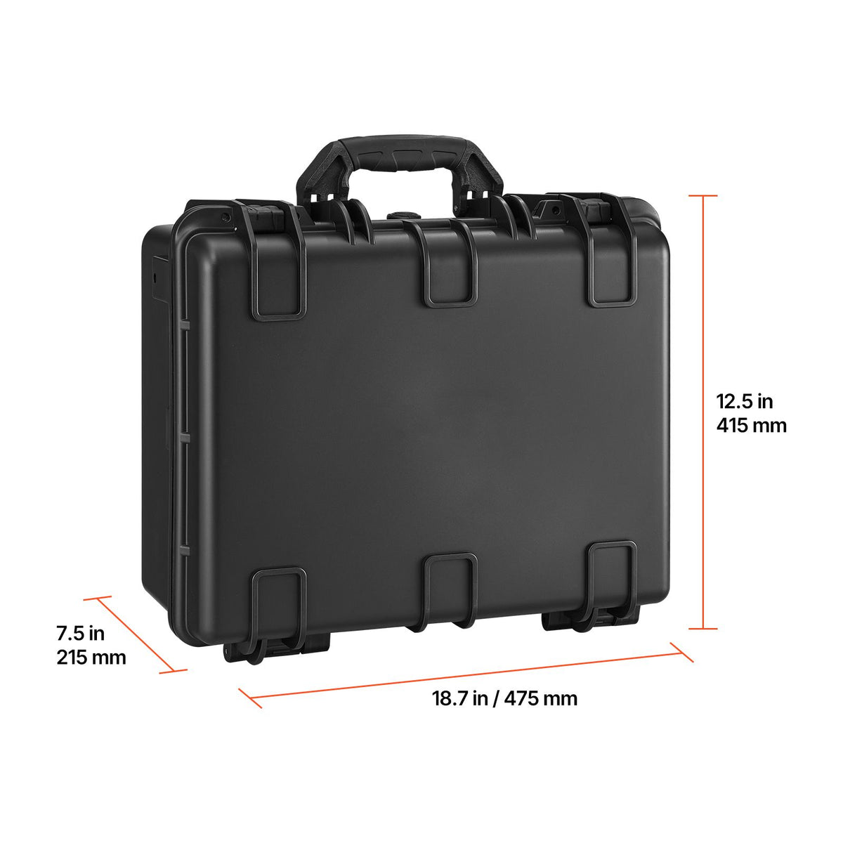 Hard Pistol Case, Heavy Duty Hard Gun Case with XPE Foam Interior, Waterproof Pistol Storage Box with Customizable Lining & Handle for Gun, Lenses, Camera, Gear, TSA Compliant, 475x415x215 mm