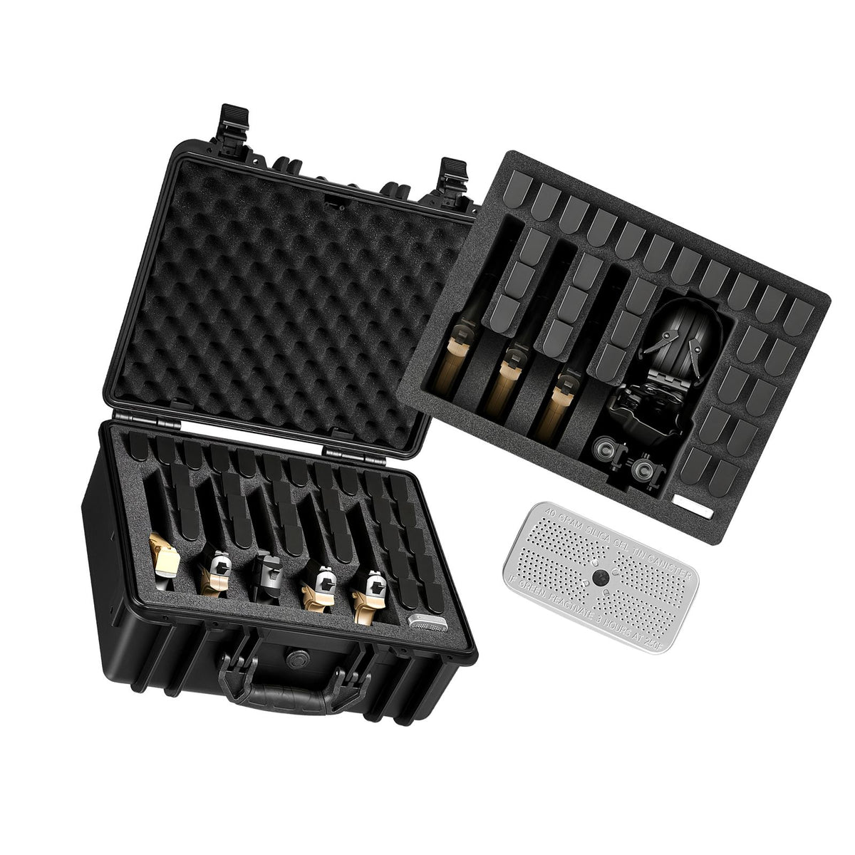 Hard Pistol Case, Heavy Duty Hard Gun Case with XPE Foam Lining, Waterproof Pistol Storage Box with Customizable Interior & Handle for Gun, Lenses, Camera, Gear, TSA Compliant, 475x415x215 mm