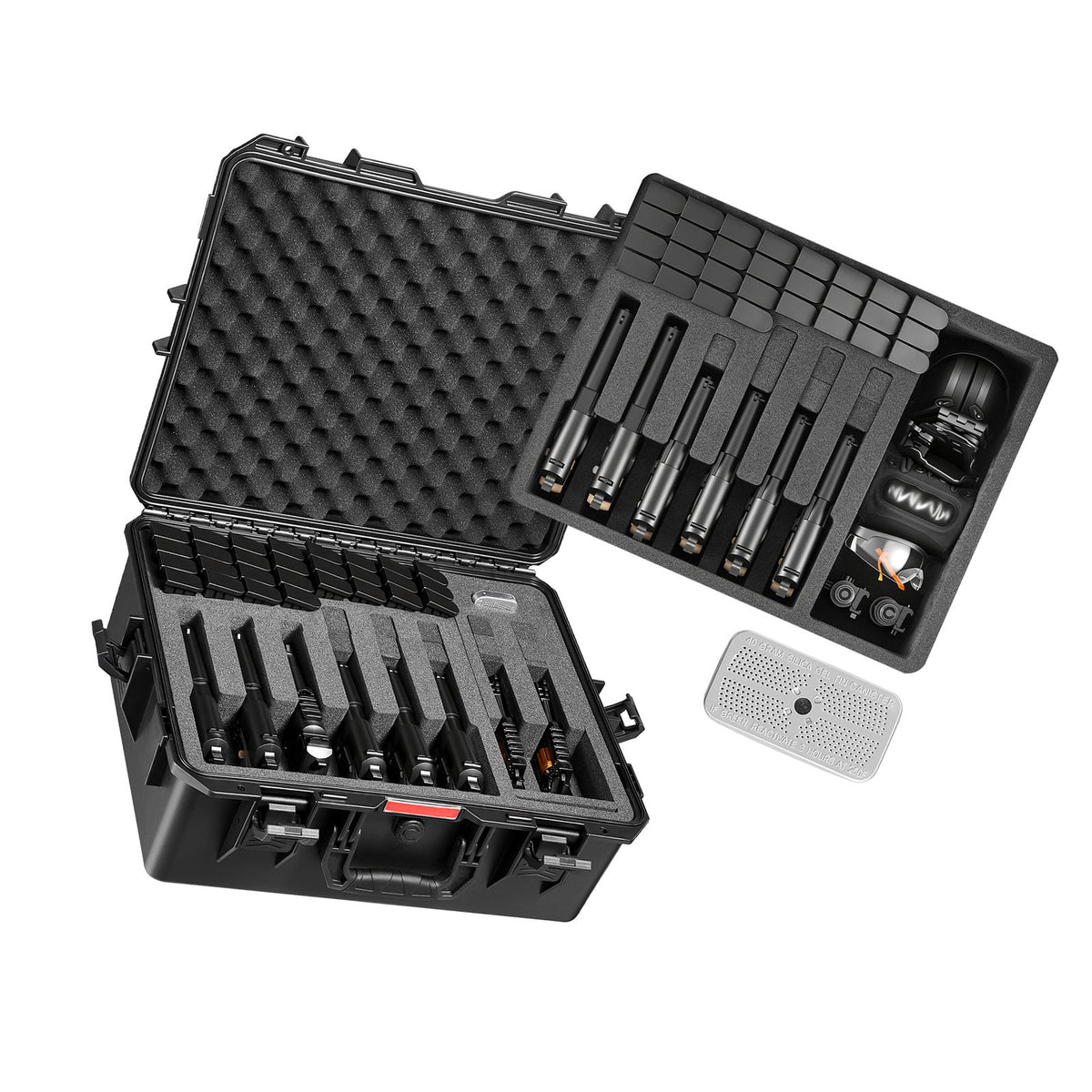 Hard Pistol Case, Heavy Duty Hard Gun Case with XPE Foam Lining, Waterproof Pistol Storage Box with Customizable Interior & Handle for Gun, Lenses, Camera, Gear, TSA Compliant, 556x455x225 mm