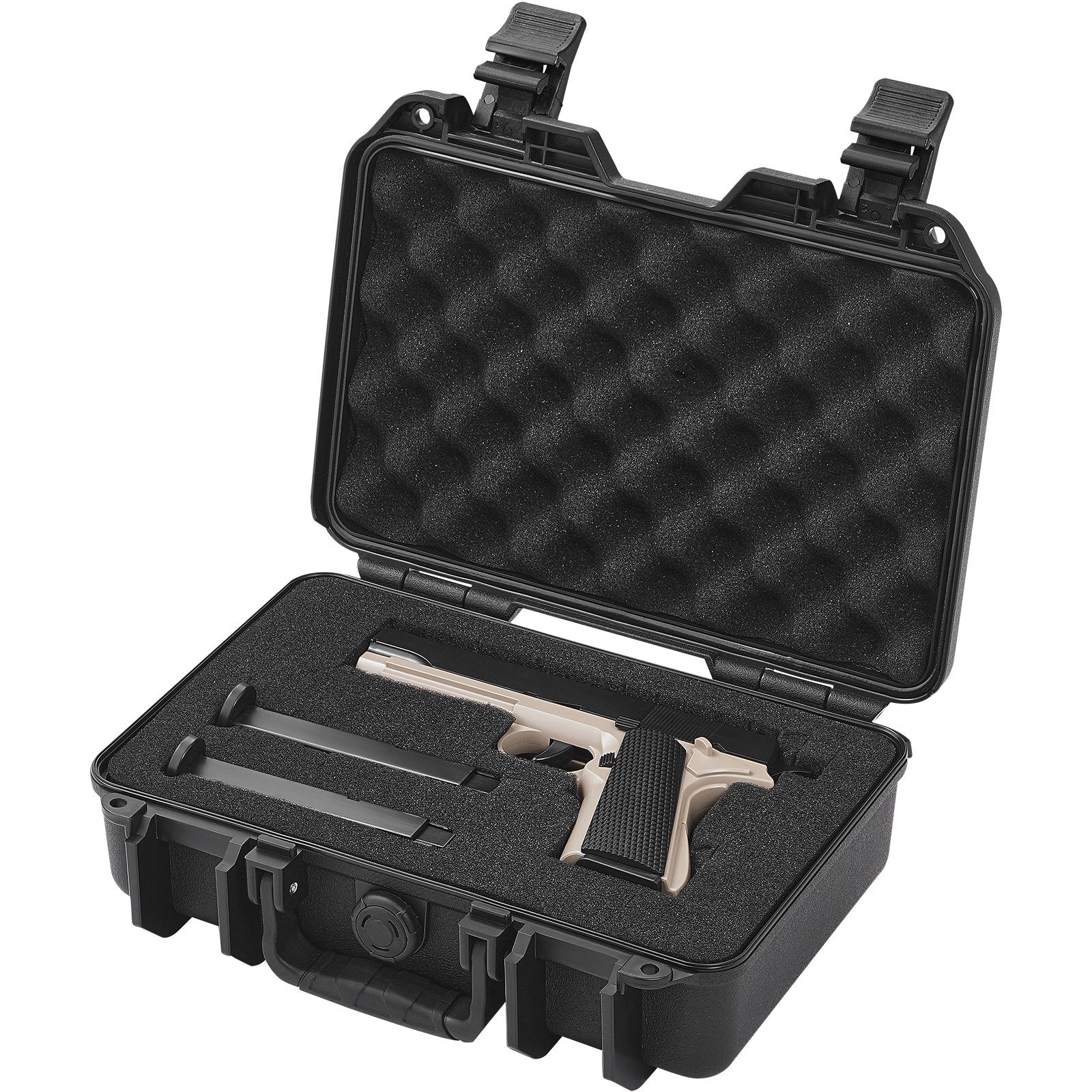 Cases & Skins: VEVOR Hard Pistol Cases with Pre-cut PU Foam, Waterproof & Dustproof Hard Gun Case for 1 Pistol, 12.59×9.01×4.4 in Lockable Pistol Case, Black