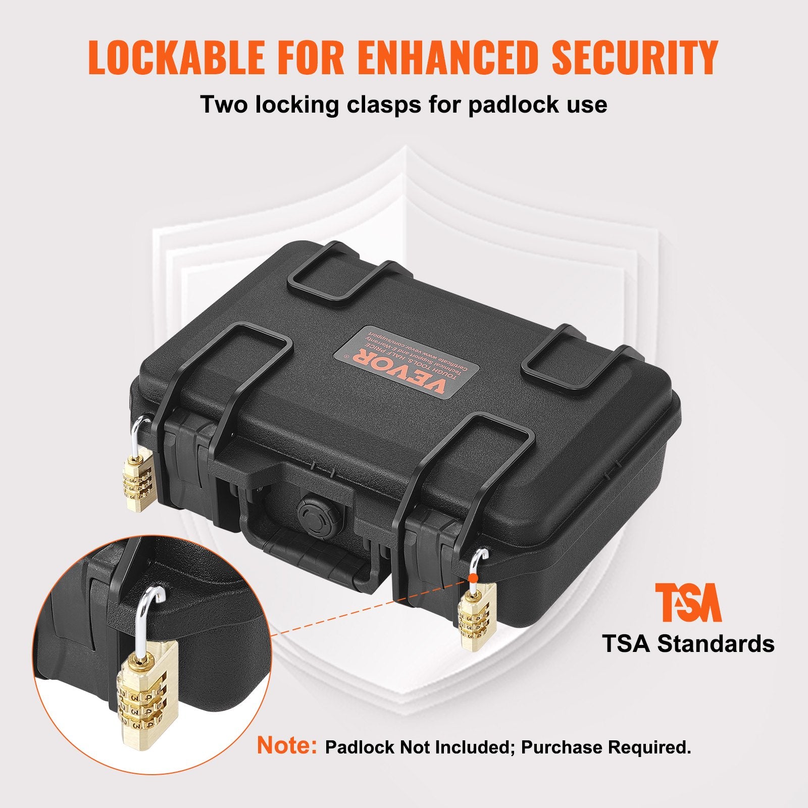 Cases & Skins: VEVOR Hard Pistol Cases with Pre-cut PU Foam, Waterproof & Dustproof Hard Gun Case for 1 Pistol, 12.59×9.01×4.4 in Lockable Pistol Case, Black