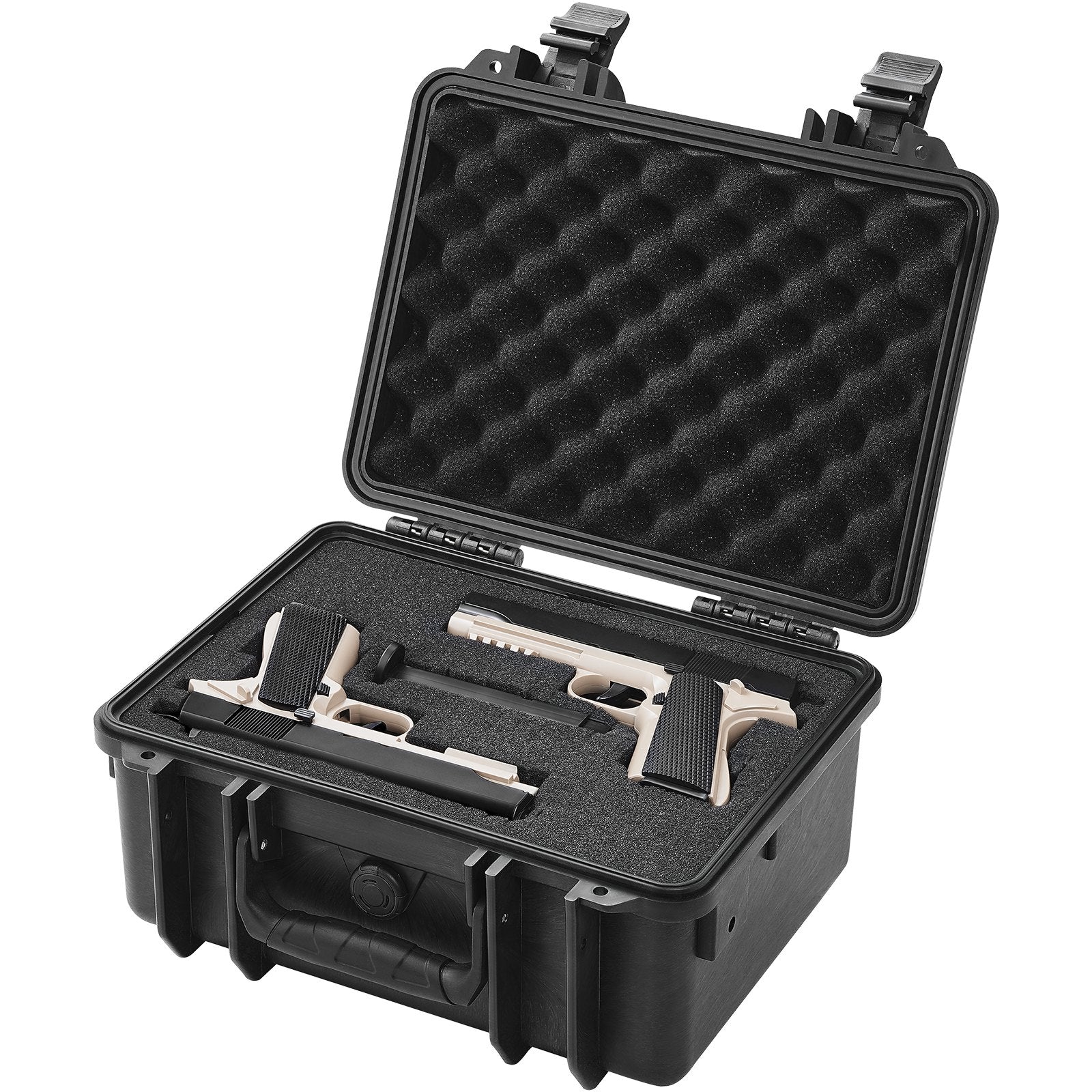 Storage Boxes: VEVOR Hard Pistol Cases with Pre-cut PU Foam, Waterproof & Dustproof Hard Gun Case for 2 Pistol, 14.1×11.5×7.6 in Lockable Pistol Case, Black