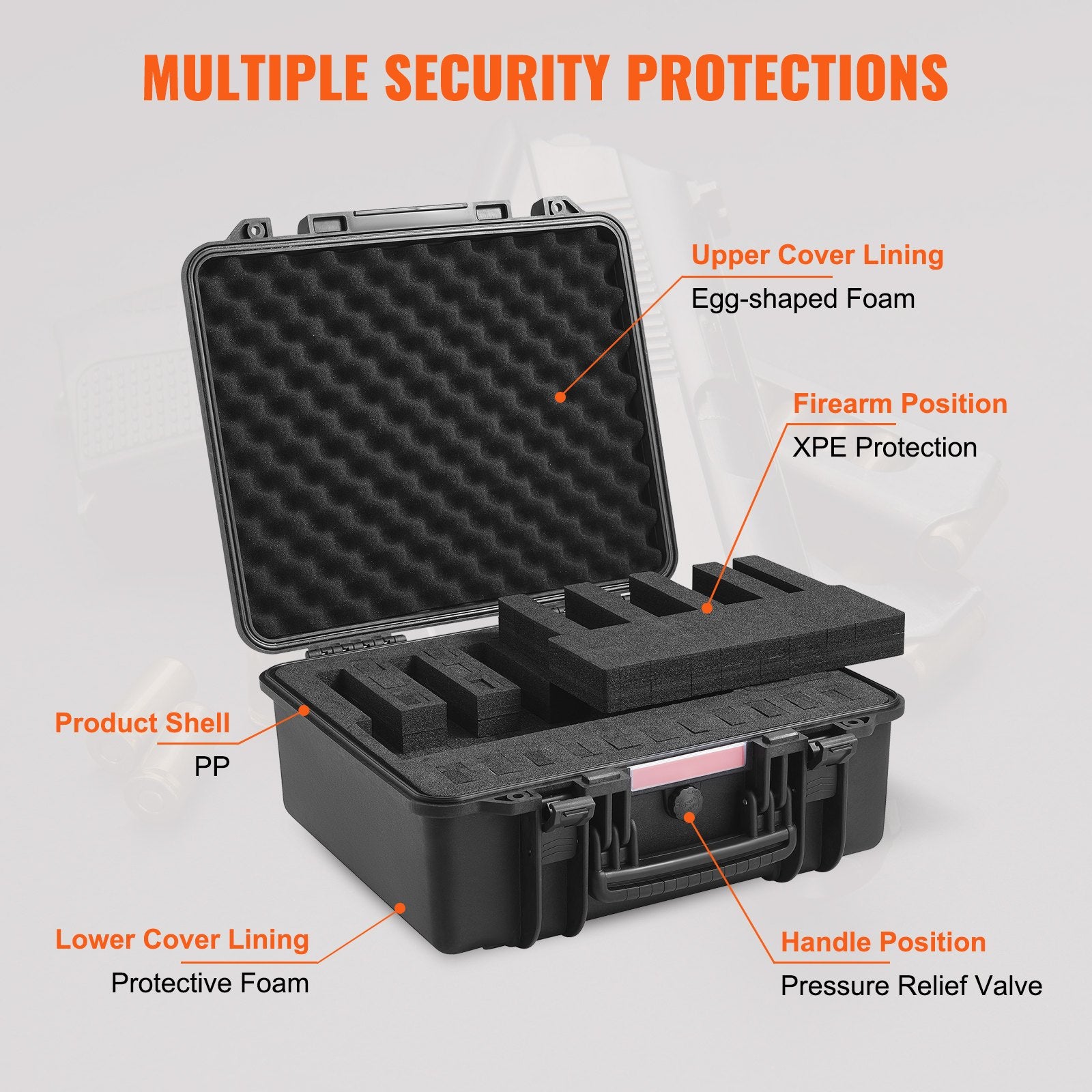 Storage Boxes: VEVOR Hard Pistol Cases with Pre-cut Lining Lockable Pistol Case for 6 Pistol