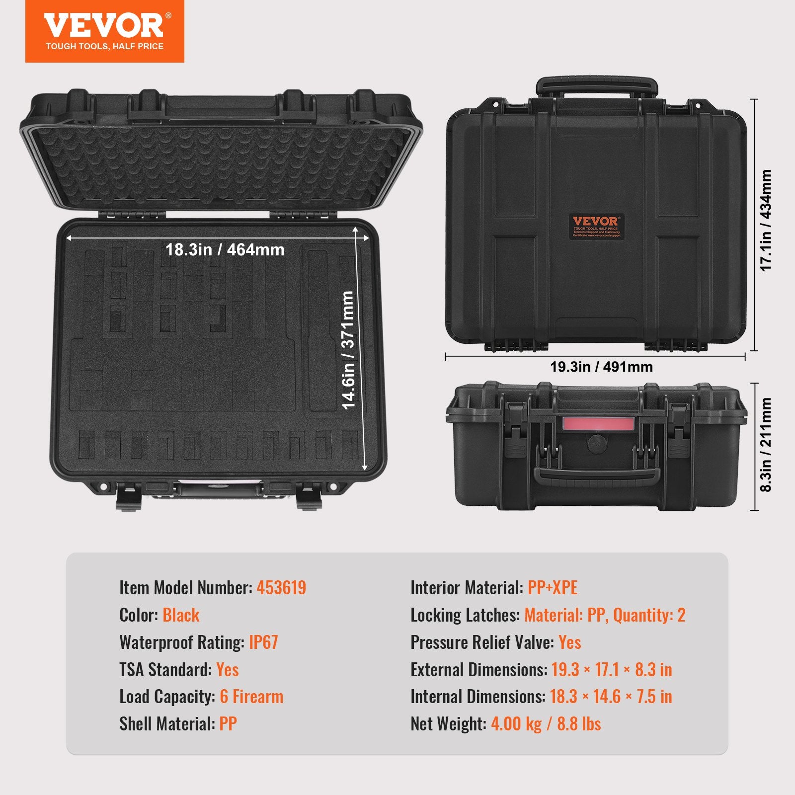 Storage Boxes: VEVOR Hard Pistol Cases with Pre-cut Lining Lockable Pistol Case for 6 Pistol