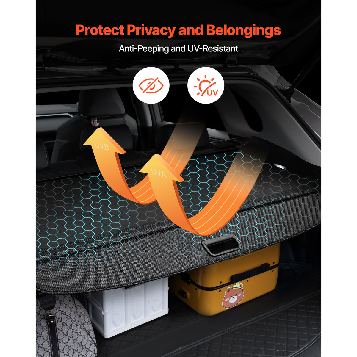 Retractable Cargo Cover, Carbon Fiber Texture Trunk Cover, Anti-Peeping Luggage Privacy Shield, Seamless Fixation Shade, Extended Version for GMC Terrain & Chevrolet Equinox 2018-2024 5-Seater