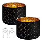 Mirrors: VEVOR Drum Lamp Shade 2 Set, 33 cm Top x 33 cm Bottom x 25 cm High, Medium Drum Lampshade with Harp, Replacement Lamp Shade for Table Lamps Floor Lamps Pendant Lights, Black Diamond Hollow Design