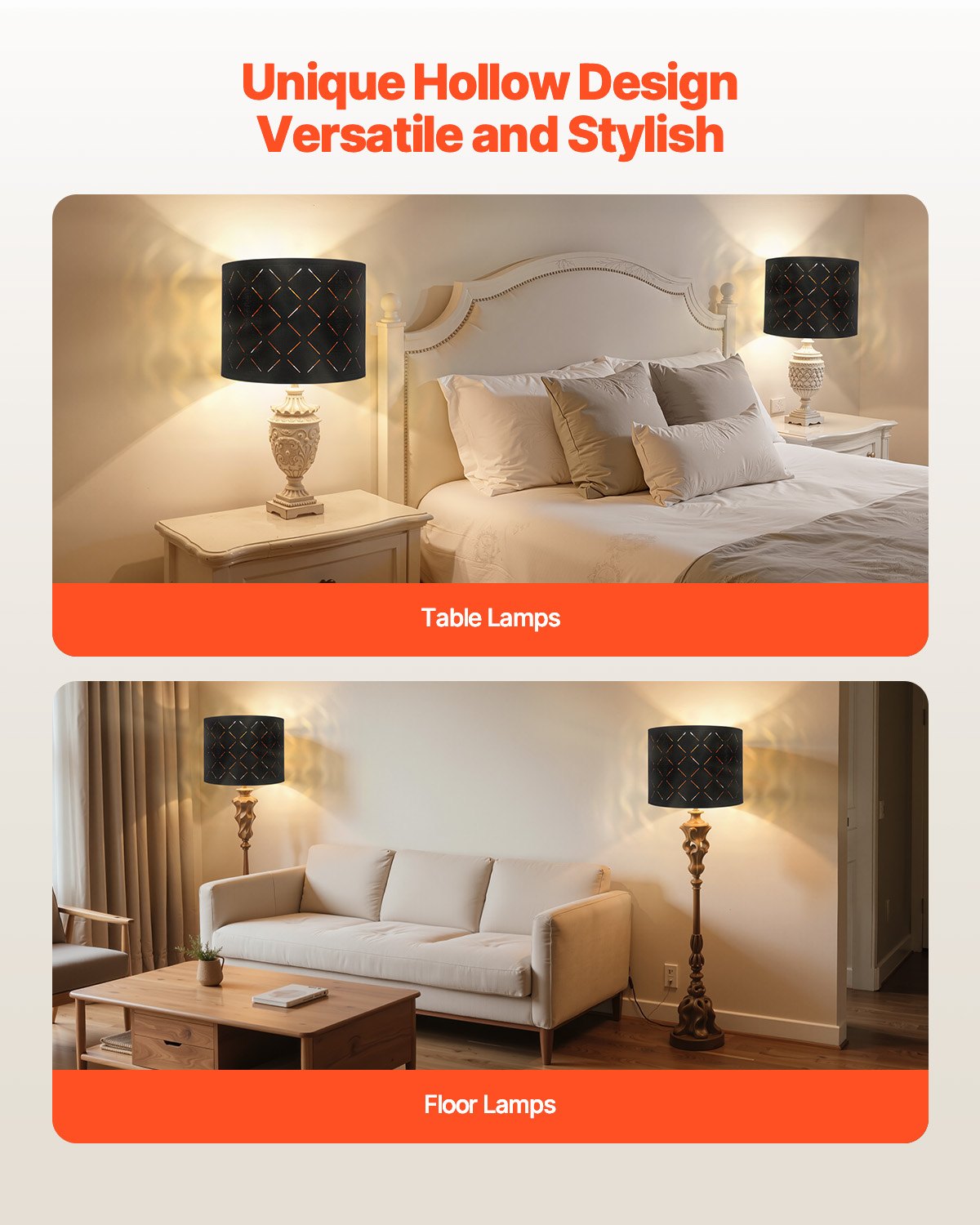 Mirrors: VEVOR Drum Lamp Shade 2 Set, 33 cm Top x 33 cm Bottom x 25 cm High, Medium Drum Lampshade with Harp, Replacement Lamp Shade for Table Lamps Floor Lamps Pendant Lights, Black Diamond Hollow Design