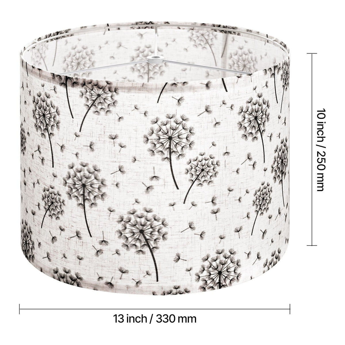 Drum Lamp Shade 2 Set, 33 cm Top x 33 cm Bottom x 25 cm High, Medium Drum Linen Lampshade, Replacement Lamp Shade for Table Lamps Floor Lamps, Easy Assembly Required (Light Dandelion Pattern)