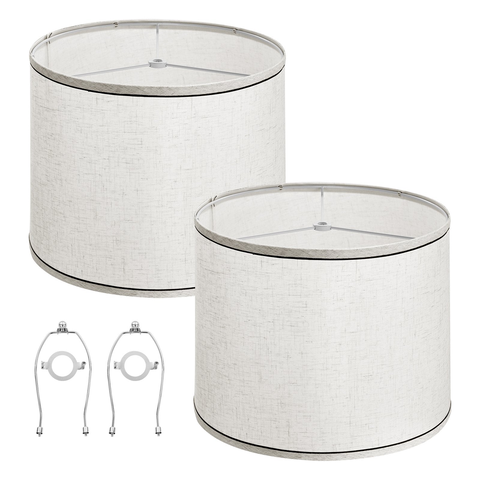 Table Lamps: VEVOR Lamp Shade 2 Set, 29 cm Top x 32 cm Bottom x 24.5 cm High (Spider Fitter), Medium Lampshade with Harp, Replacement Lamp Shade for Table & Floor Lamps Pendant Lights, Light Linen with Black Edge