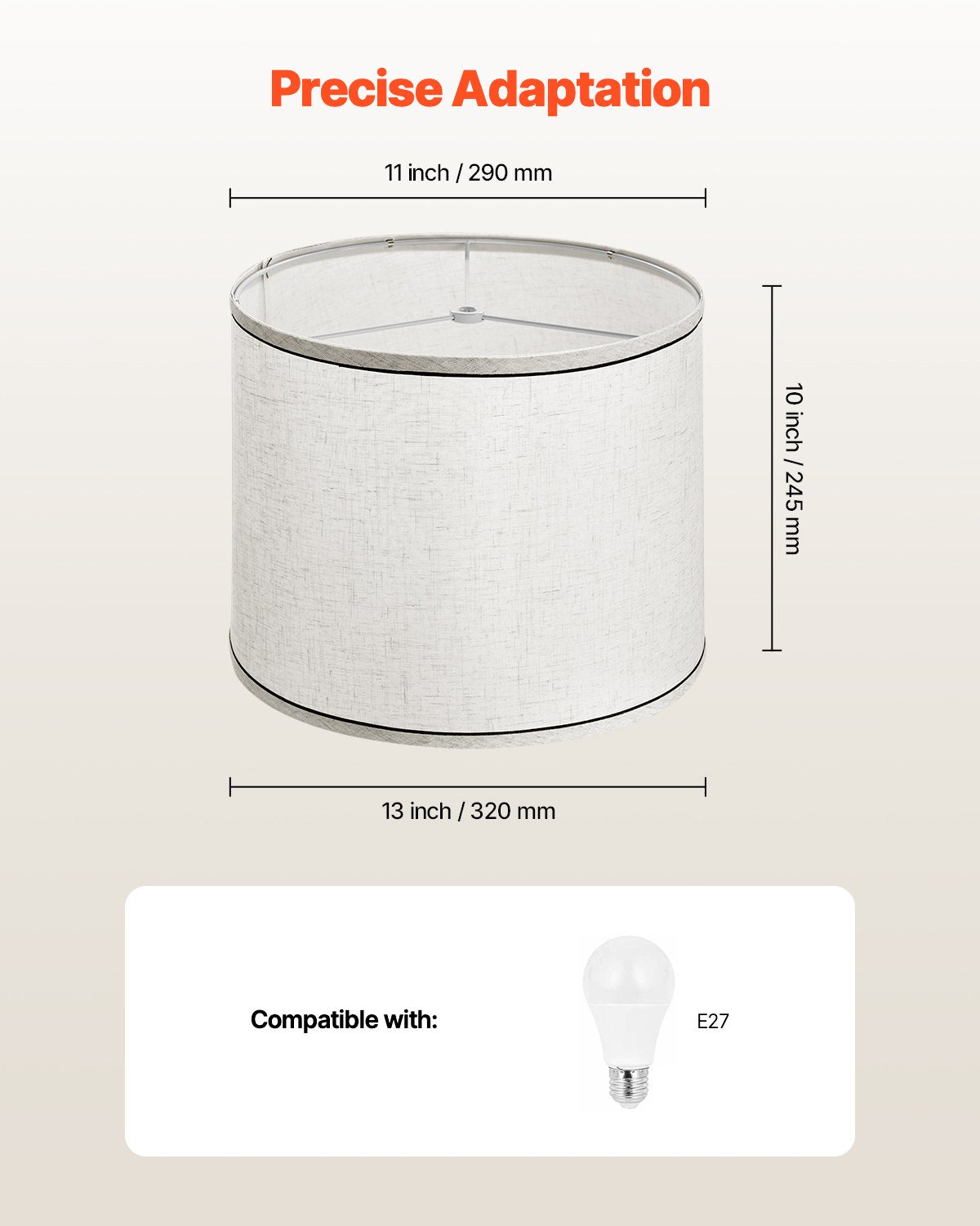 Table Lamps: VEVOR Lamp Shade 2 Set, 29 cm Top x 32 cm Bottom x 24.5 cm High (Spider Fitter), Medium Lampshade with Harp, Replacement Lamp Shade for Table & Floor Lamps Pendant Lights, Light Linen with Black Edge