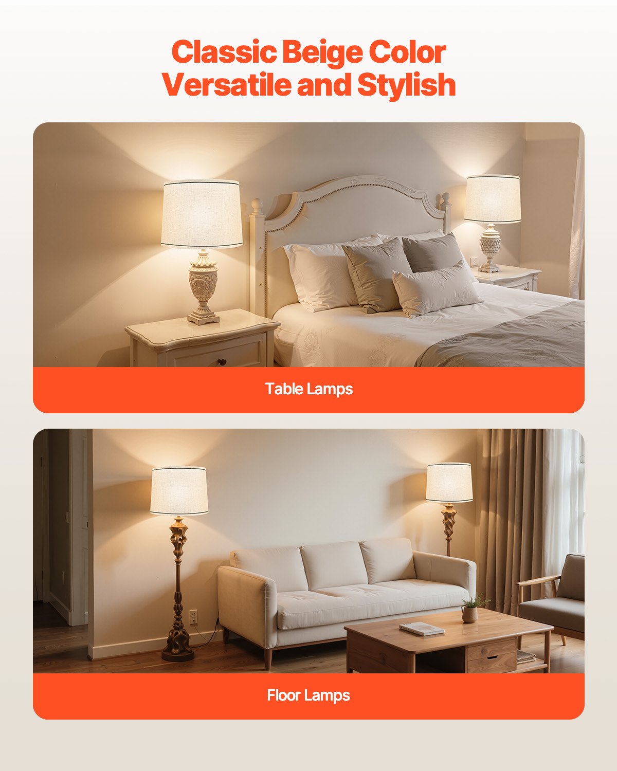 Table Lamps: VEVOR Lamp Shade 2 Set, 29 cm Top x 32 cm Bottom x 24.5 cm High (Spider Fitter), Medium Lampshade with Harp, Replacement Lamp Shade for Table & Floor Lamps Pendant Lights, Light Linen with Black Edge