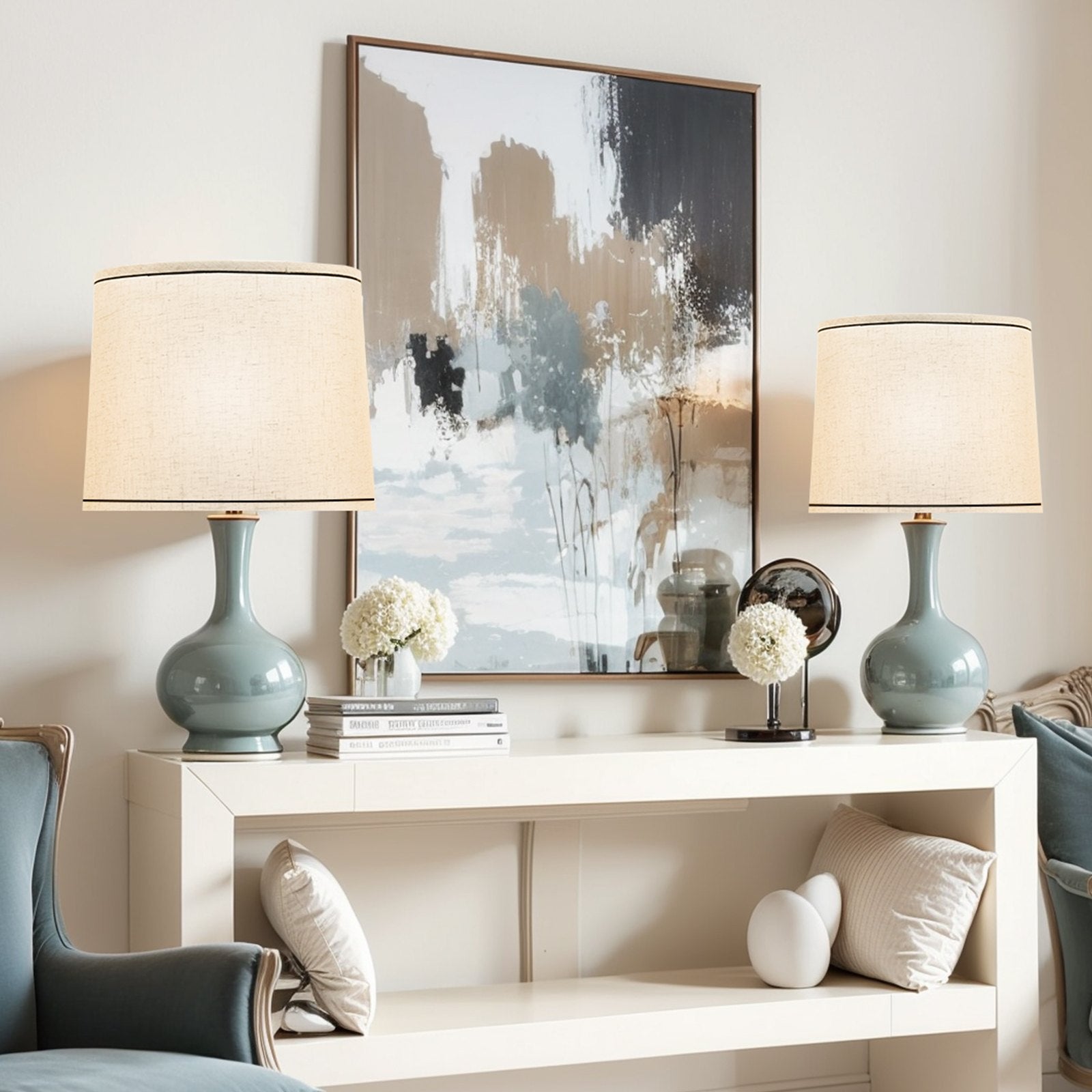 Table Lamps: VEVOR Lamp Shade 2 Set, 29 cm Top x 32 cm Bottom x 24.5 cm High (Spider Fitter), Medium Lampshade with Harp, Replacement Lamp Shade for Table & Floor Lamps Pendant Lights, Light Linen with Black Edge