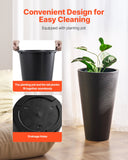 Pool Toys & Inflatables: VEVOR Tall Planter, Set of 2 Tall Round Tapered Planters, 59 cm Large Modern Gardening and Flower Plastic Pots, Decorative Tall Black Planter with Drainage Hole, for Porch, Patio, Indoor & Outdoor