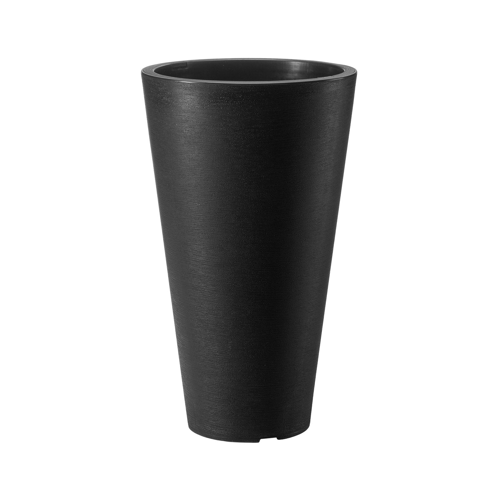 Tall Planter, Set of 2 Tall Round Tapered Planters, 59 cm Large Modern Gardening and Flower Plastic Pots, Decorative Tall Black Planter with Drainage Hole, for Porch, Patio, Indoor & Outdoor