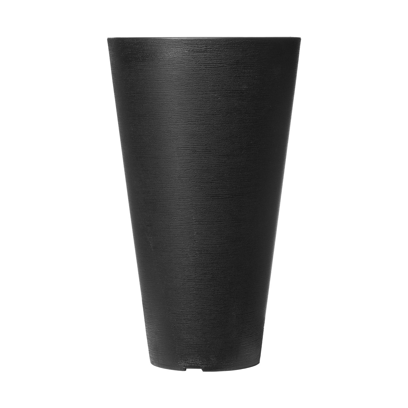 Tall Planter, Set of 2 Tall Round Tapered Planters, 59 cm Large Modern Gardening and Flower Plastic Pots, Decorative Tall Black Planter with Drainage Hole, for Porch, Patio, Indoor & Outdoor