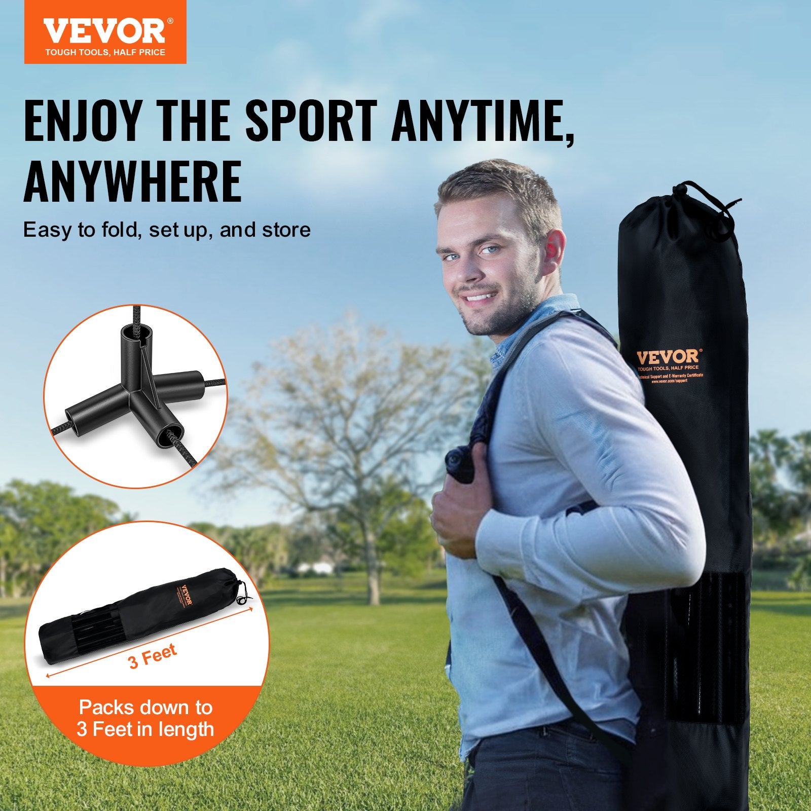 Outdoor Play Equipment: VEVOR Badminton Net, Height Adjustable Volleyball Net, 10ft Wide Foldable Pickleball Net, Portable Easy Setup Tennis Net Set with Poles, Stand and Carry Bag, for Kids Backyard Game Indoor Outdoor Use