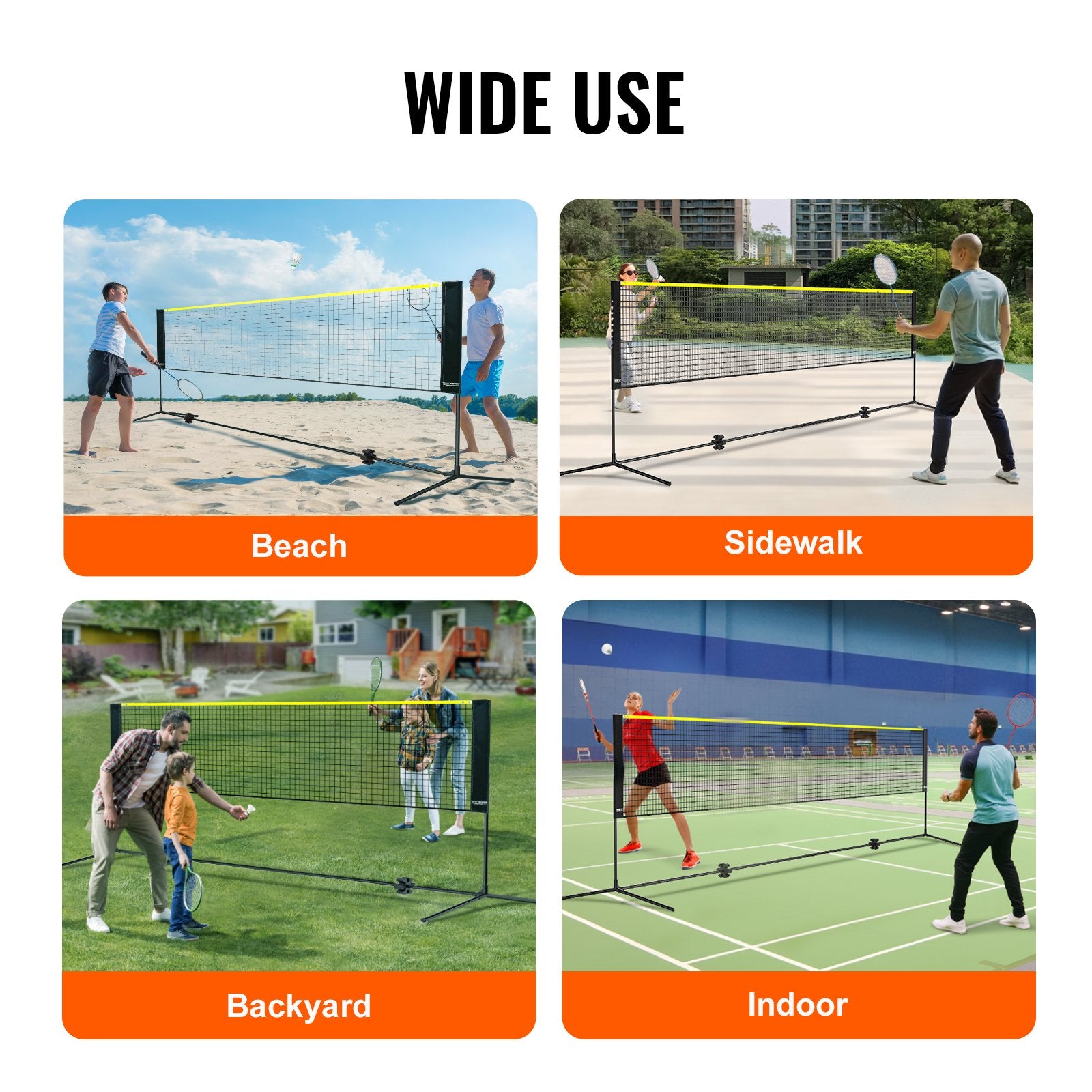 Outdoor Play Equipment: VEVOR Badminton Net, Height Adjustable Volleyball Net, 10ft Wide Foldable Pickleball Net, Portable Easy Setup Tennis Net Set with Poles, Stand and Carry Bag, for Kids Backyard Game Indoor Outdoor Use