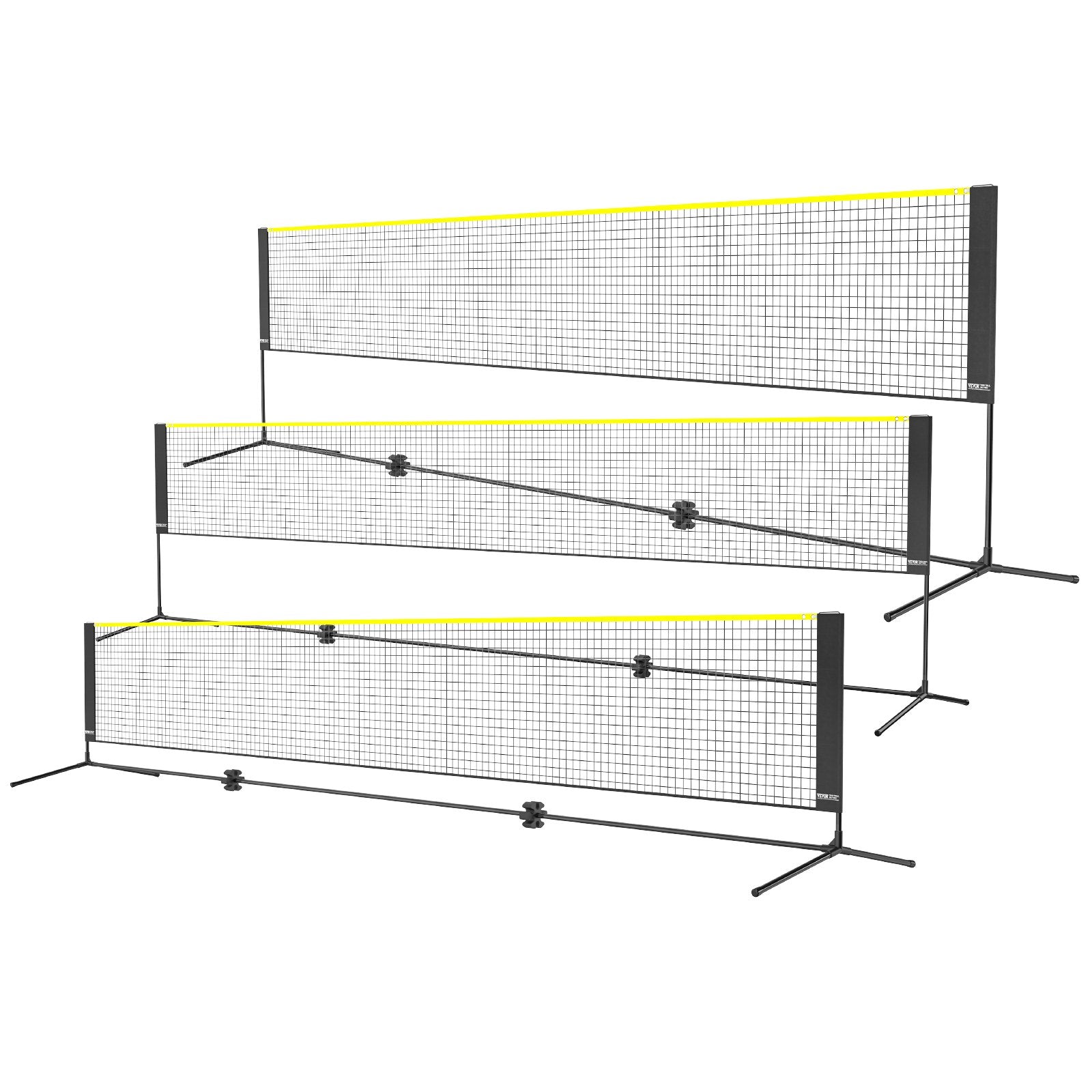 Outdoor Play Equipment: VEVOR Badminton Net, Height Adjustable Volleyball Net, 17ft Wide Foldable Pickleball Net, Portable Easy Setup Tennis Net Set with Poles, Stand and Carry Bag, for Kids Backyard Game Indoor Outdoor Use