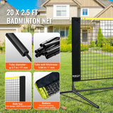 Outdoor Play Equipment: VEVOR 20ft Badminton Net Set Outdoor Portable Volleyball Pickleball Tennis Net