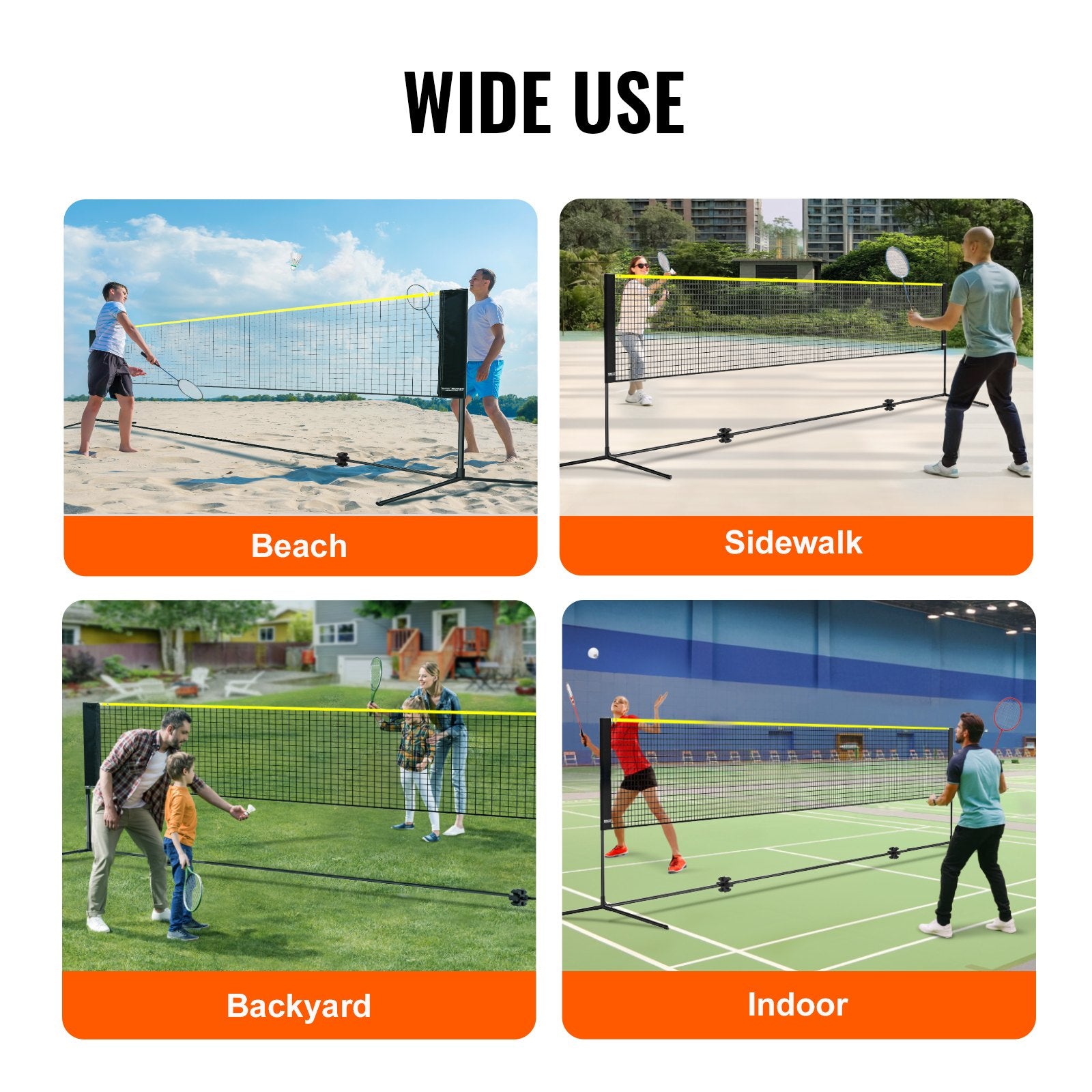 Outdoor Play Equipment: VEVOR 20ft Badminton Net Set Outdoor Portable Volleyball Pickleball Tennis Net