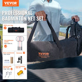 Tennis: VEVOR Badminton Net Set, Outdoor Backyard Beach Park Badminton Net, Portable Badminton Equipment Set, Adults Kids Badminton Net with Poles, Carrying Bag, 4 Iron Rackets, and 3 Nylon Shuttlecocks