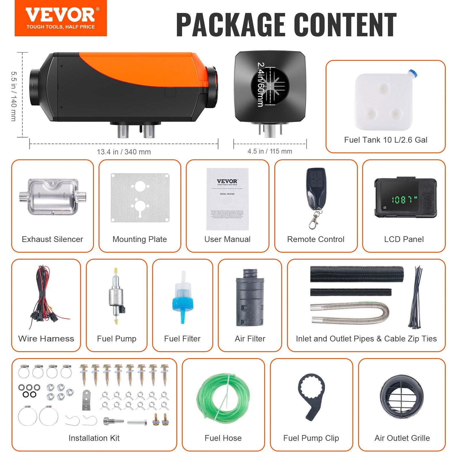 Automotive Repair & Speciality Tools: VEVOR Bluetooth App Control Diesel Air Heater, 12V 2KW Diesel Heater with Automatic Altitude Adjustment, Remote Control and LCD, Diesel Parking Heater for RV Trailer Camper Van Boat And Indoors
