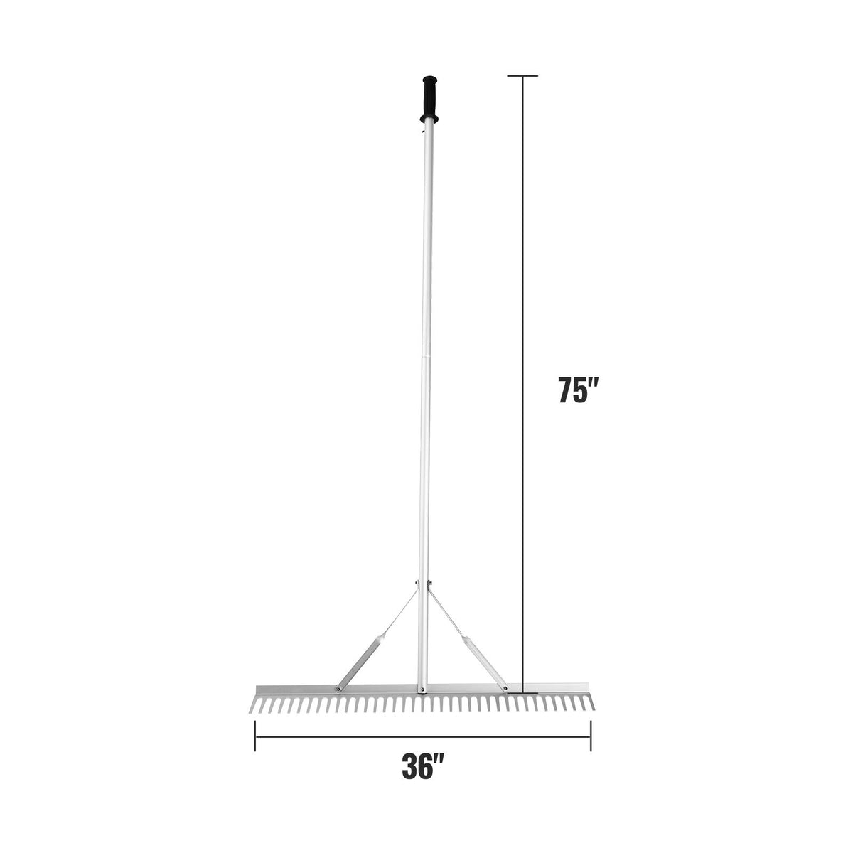 Landscape Rake, 915mm Head Aluminum Landscape Rake, Lake Weed Rake with 1915mm Long Handle, for Loosening Soil, Lawn Care, Weeding Lake, Garden, Pond