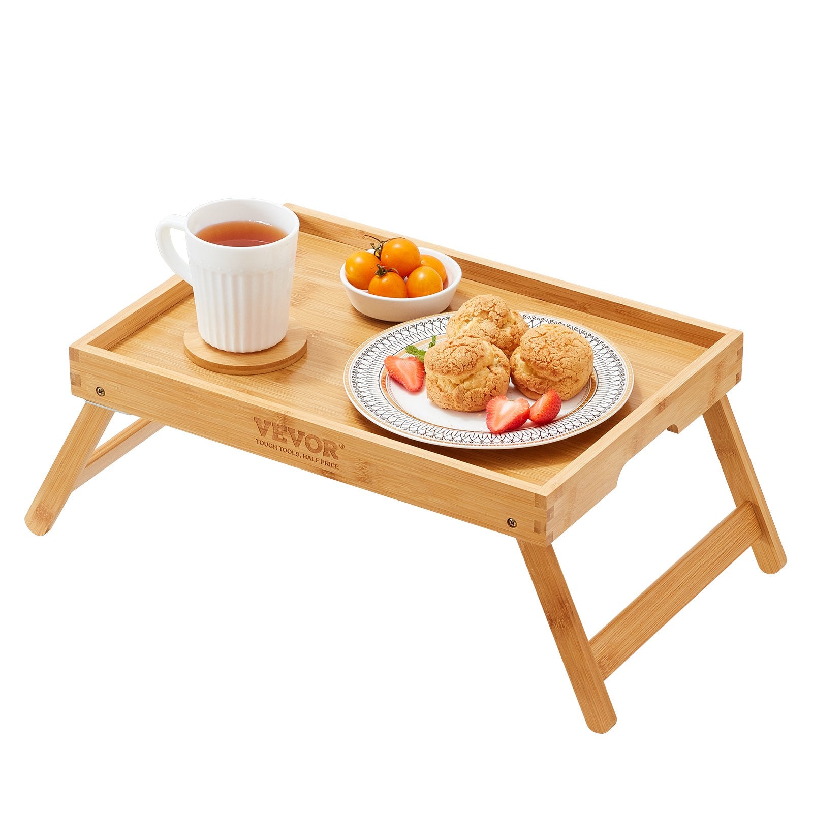 Calendars, Organisers & Planners: VEVOR Bed Tray Table with Foldable Legs, Bamboo Breakfast Tray for Sofa, Bed, Eating, Snacking, and Working, Folding Serving Laptop Desk Tray, Portable Food Snack Platter for Picnic, 40x28 cm
