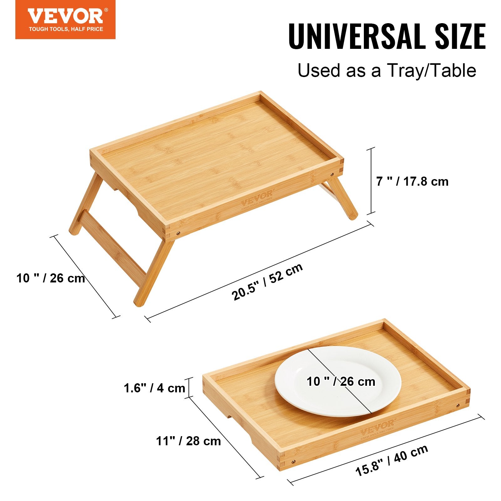 Calendars, Organisers & Planners: VEVOR Bed Tray Table with Foldable Legs, Bamboo Breakfast Tray for Sofa, Bed, Eating, Snacking, and Working, Folding Serving Laptop Desk Tray, Portable Food Snack Platter for Picnic, 40x28 cm