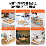 Calendars, Organisers & Planners: VEVOR Bed Tray Table with Foldable Legs, Bamboo Breakfast Tray for Sofa, Bed, Eating, Snacking, and Working, Folding Serving Laptop Desk Tray, Portable Food Snack Platter for Picnic, 40x28 cm