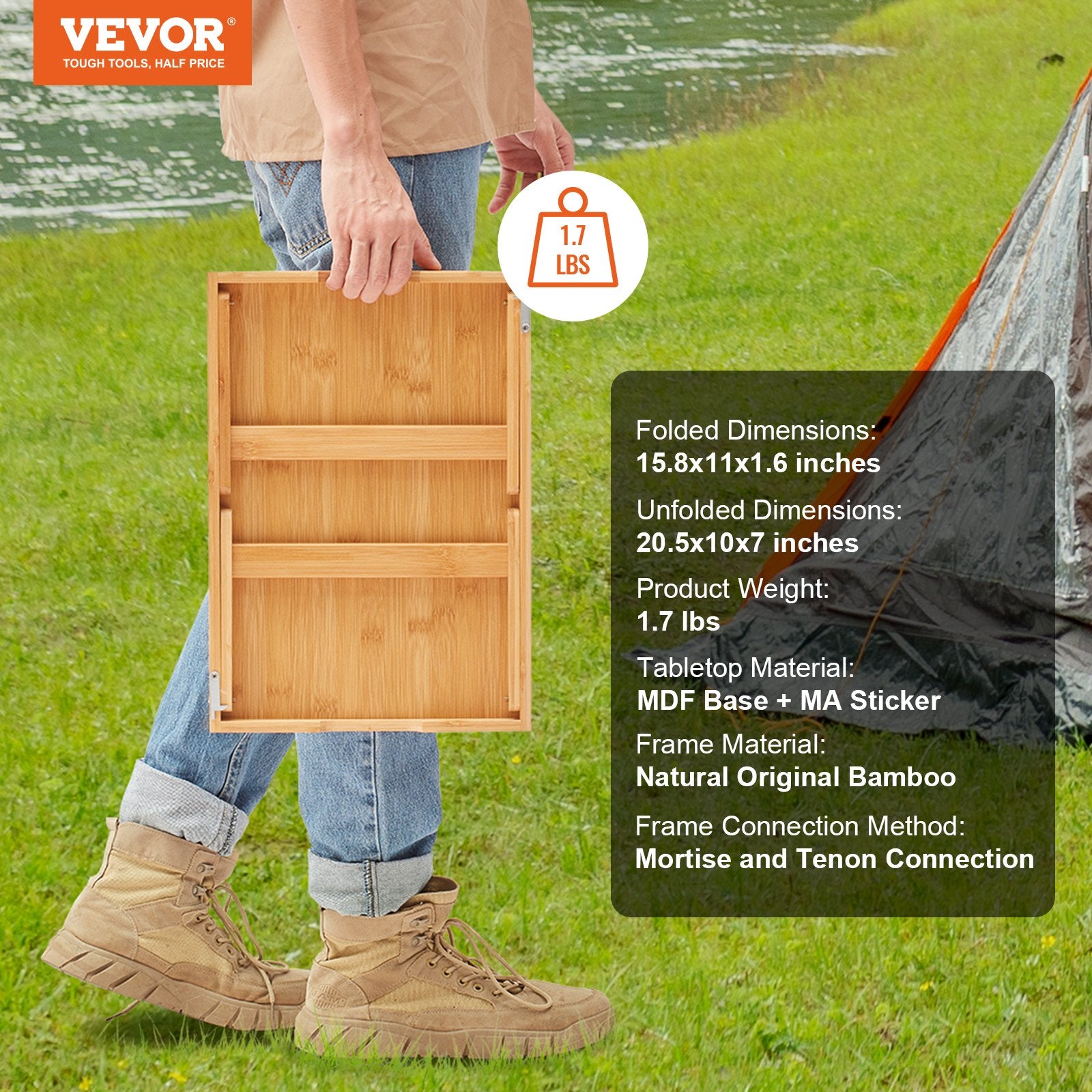 Calendars, Organisers & Planners: VEVOR Bed Tray Table with Foldable Legs, Bamboo Breakfast Tray for Sofa, Bed, Eating, Snacking, and Working, Folding Serving Laptop Desk Tray, Portable Food Snack Platter for Picnic, 40x28 cm