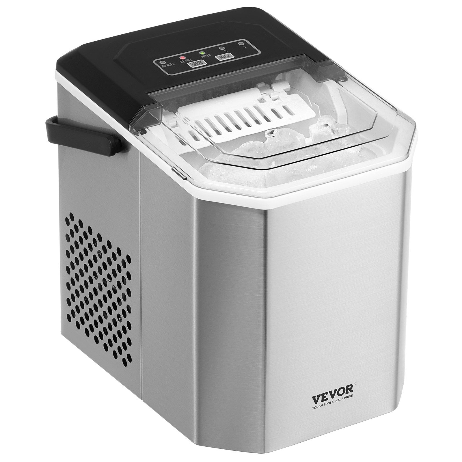 Fish Food: VEVOR Portable Countertop Ice Maker 26Lbs/24H Self-Cleaning with Scoop Basket