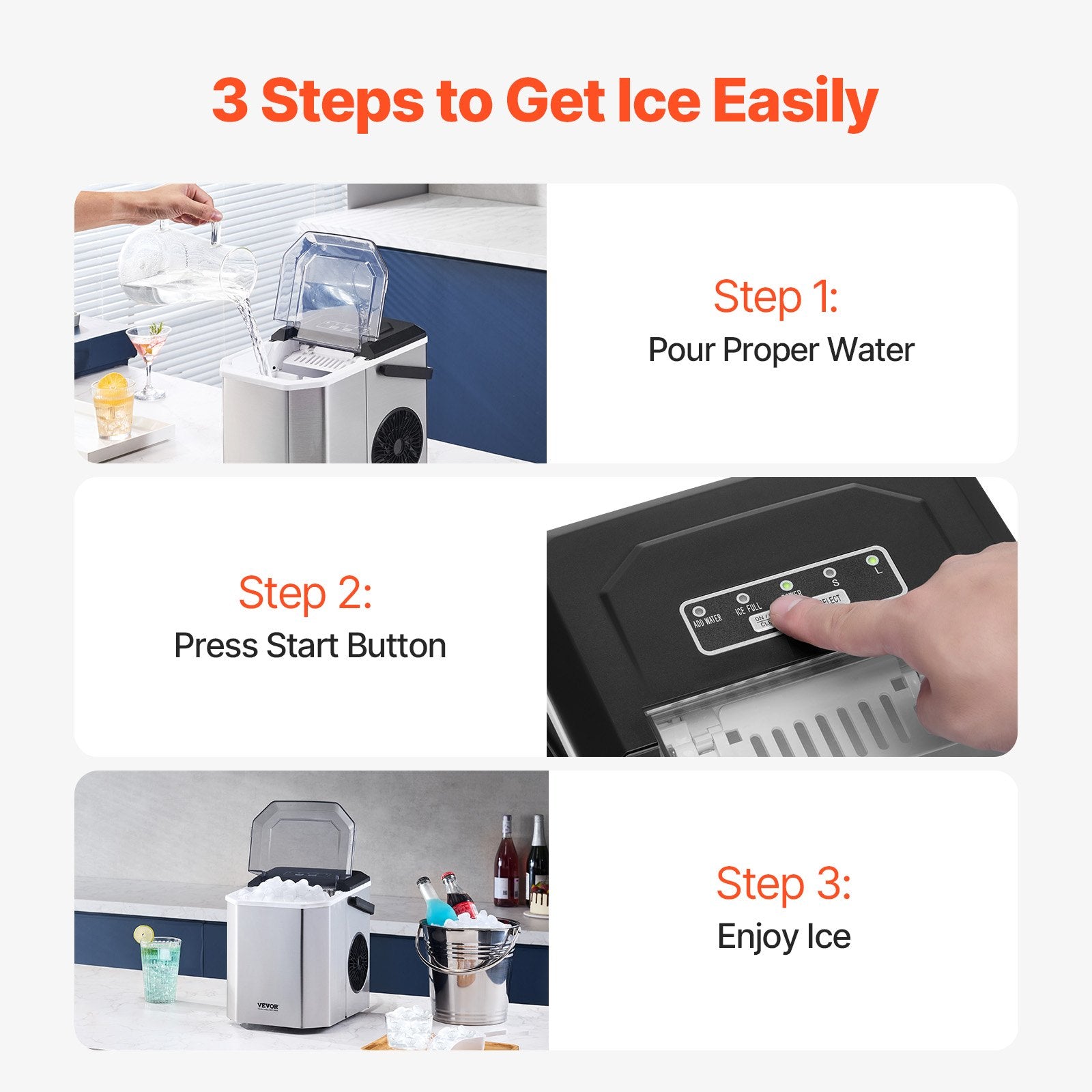 Fish Food: VEVOR Portable Countertop Ice Maker 26Lbs/24H Self-Cleaning with Scoop Basket