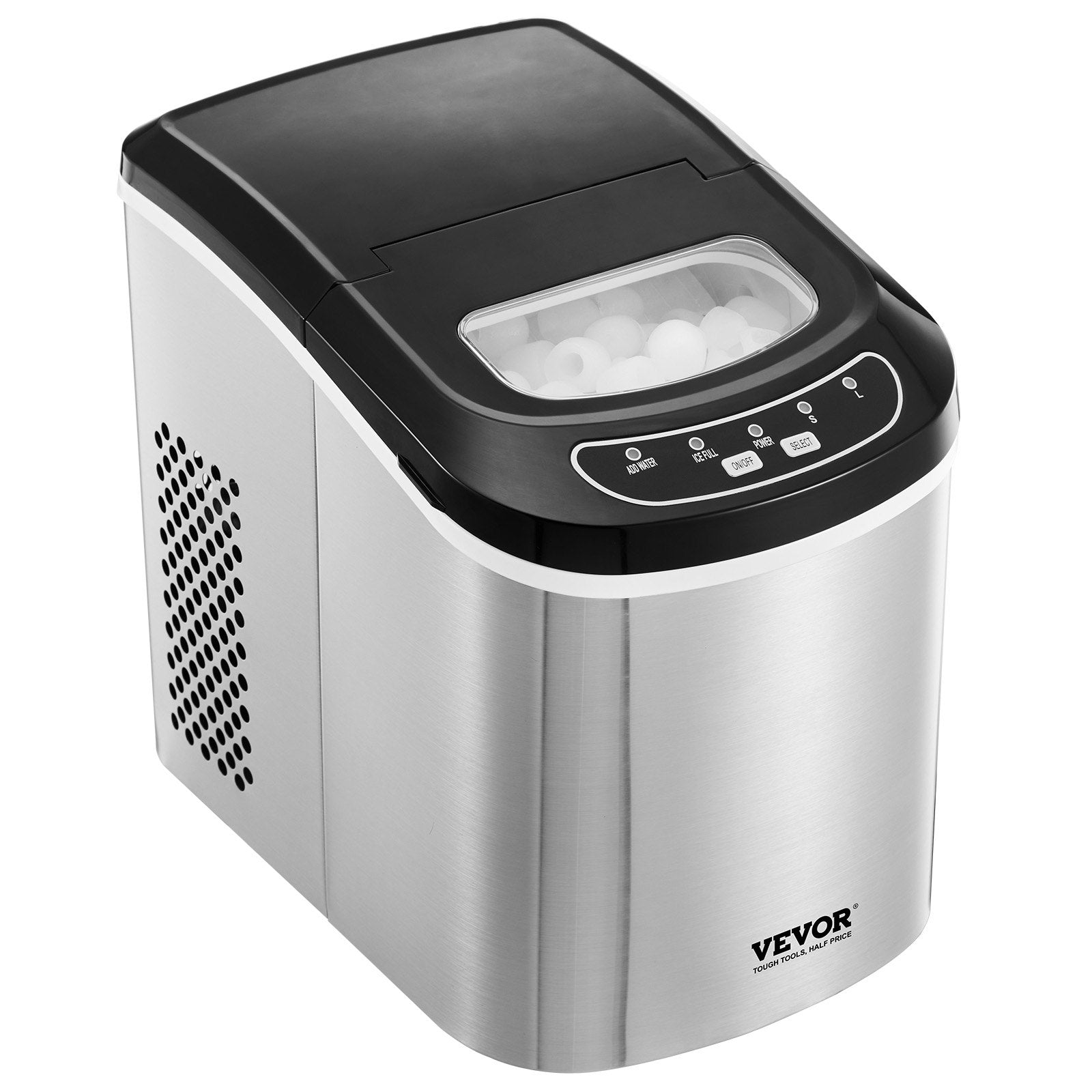 Fish Food: VEVOR Portable Countertop Ice Maker 33Lbs/24H Self-Cleaning with Scoop Basket