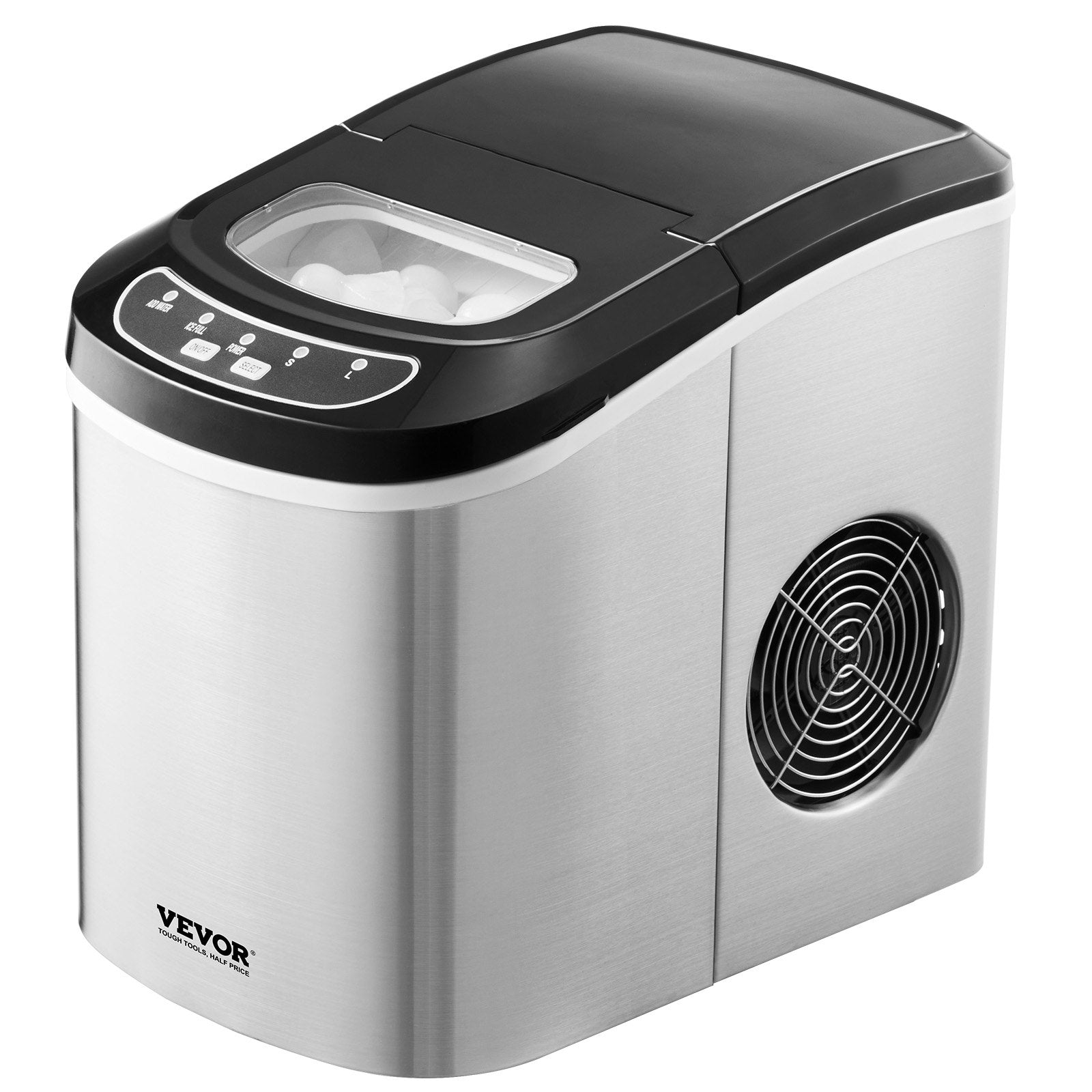 Fish Food: VEVOR Portable Countertop Ice Maker 33Lbs/24H Self-Cleaning with Scoop Basket