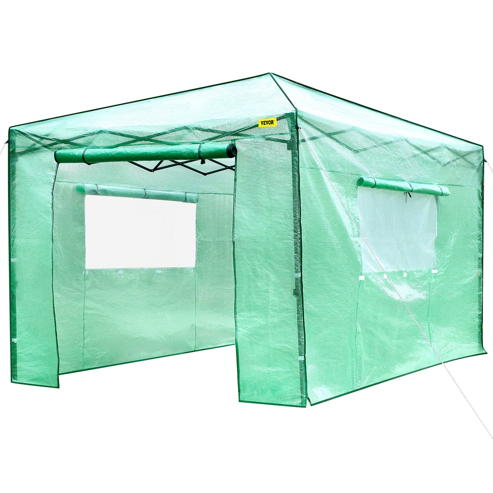 Canopies & Gazebos: VEVOR 12\'x 8\'x 8\' Pop-Up Greenhouse, Set Up in Minutes, Portable Greenhouse with Doors & Windows. High Strength PE Cover & Powder-Coated Steel Construction