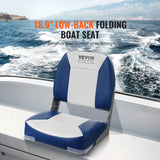 Boating Accessories: VEVOR Boat Seat, 480 mm Low Back Boat Seat, Folding Boat Chair with Thickened Sponge Padding and Hinge, Fold-Down Boat Captain Chair for Fishing Boat, Sightseeing Boat, Speedboat, Canoe, 1-Piece