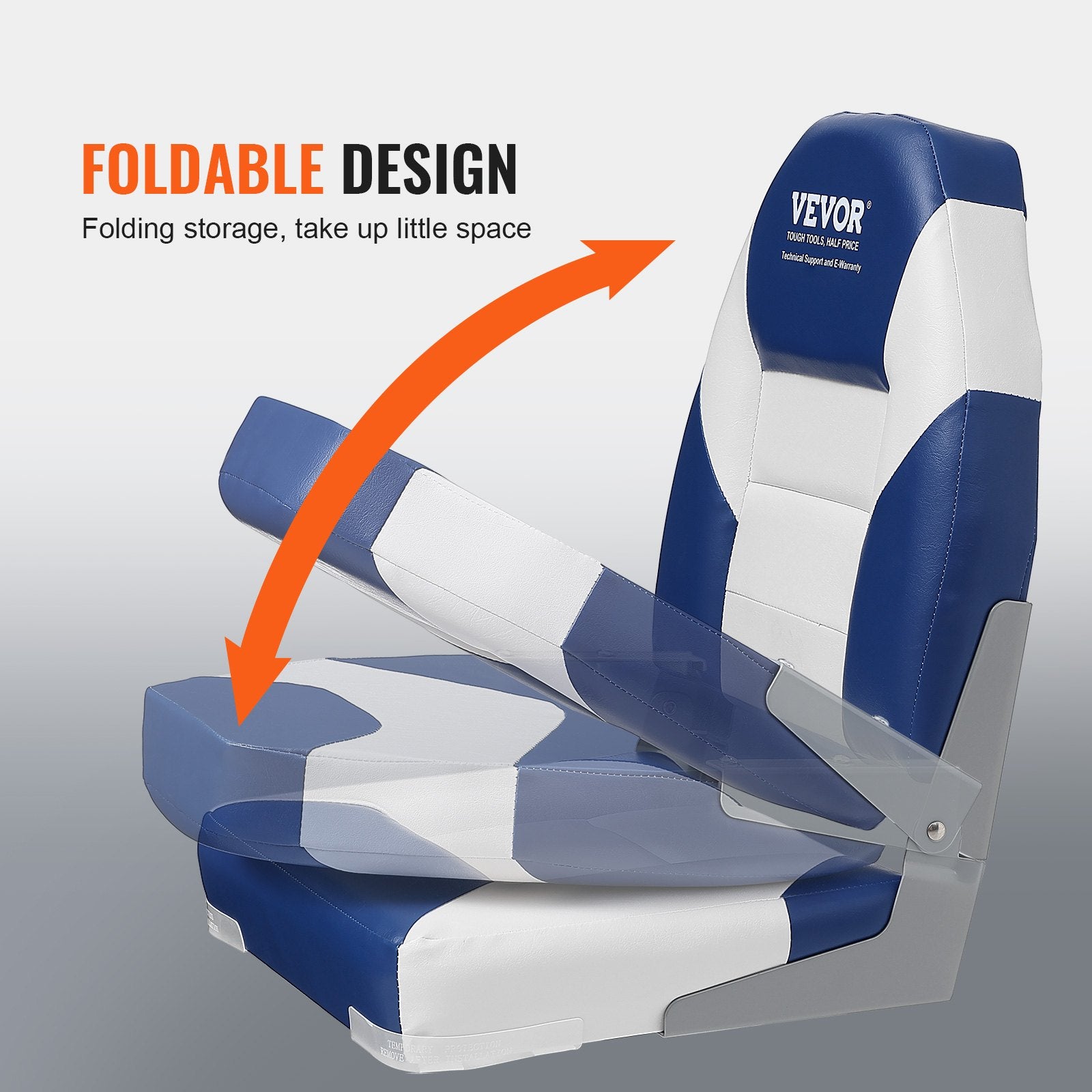 Boating Accessories: VEVOR Boat Seats, 555 mm High Back Boat Seat, Folding Boat Chair with Thickened Sponge Padding and Hinge, Fold-Down Boat Captain Chairs for Fishing Boat, Sightseeing Boat, Speedboat, Canoe, 2-Pack