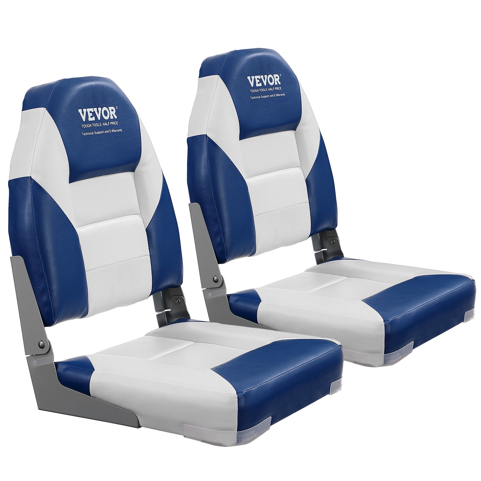 Boating Accessories: VEVOR Boat Seats, 555 mm High Back Boat Seat, Folding Boat Chair with Thickened Sponge Padding and Hinge, Fold-Down Boat Captain Chairs for Fishing Boat, Sightseeing Boat, Speedboat, Canoe, 2-Pack