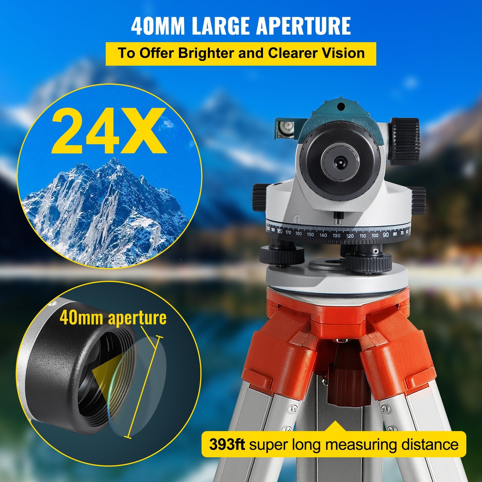 Automotive Repair & Speciality Tools: VEVOR Automatic Optical Level 24X Optical Auto Level Kit High Precision Height/Distance/Angle Level Measure Builders Level with Magnetic Dampened Compensator and Transport Lock, IP54 Waterproof