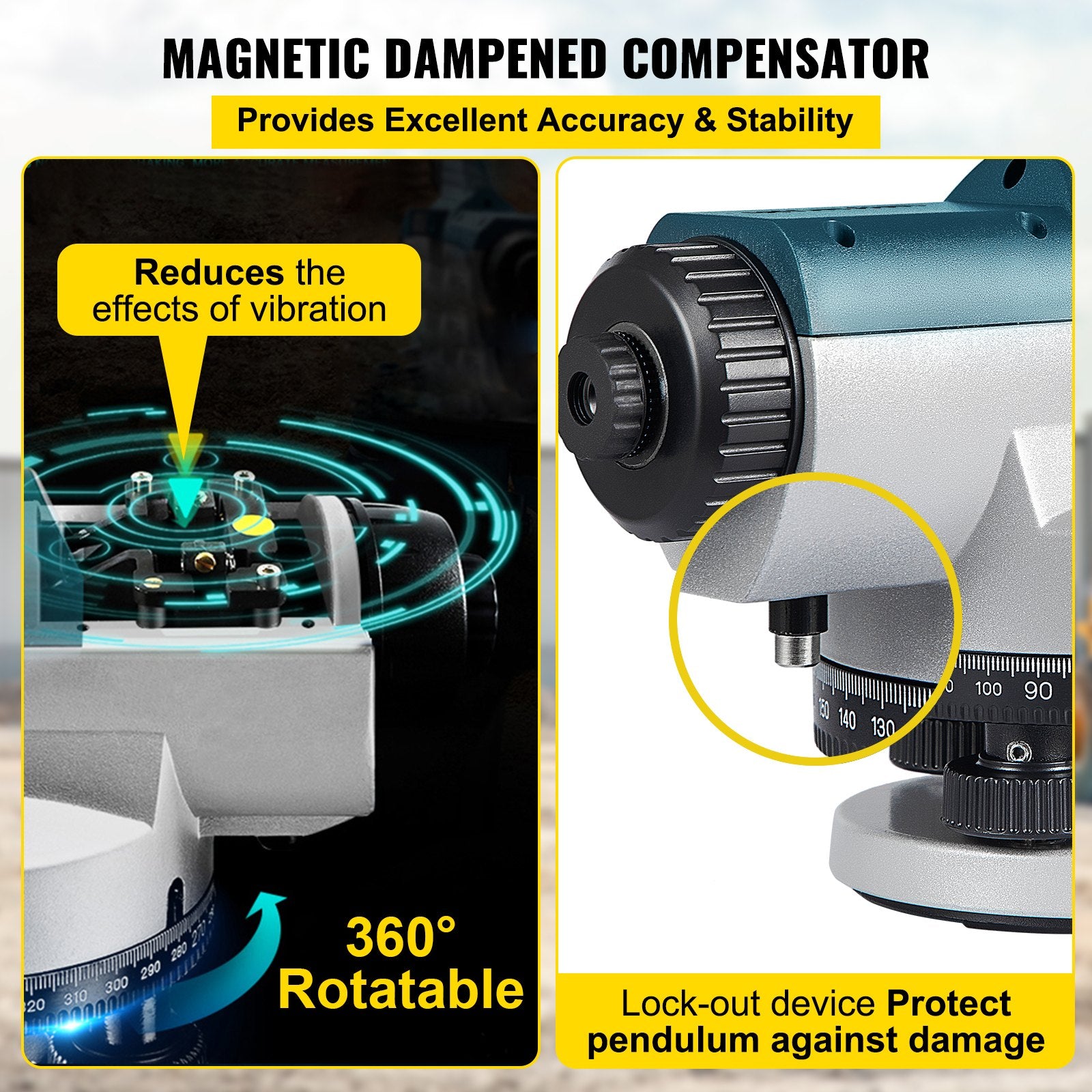 Automotive Repair & Speciality Tools: VEVOR Automatic Optical Level 24X Optical Auto Level Kit High Precision Height/Distance/Angle Level Measure Builders Level with Magnetic Dampened Compensator and Transport Lock, IP54 Waterproof