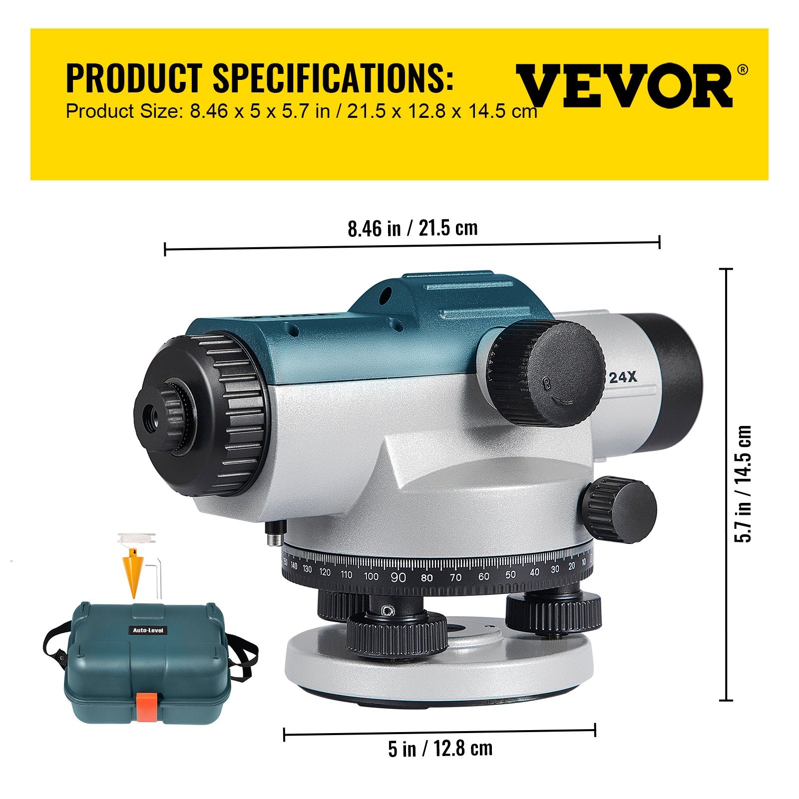 Automotive Repair & Speciality Tools: VEVOR Automatic Optical Level 24X Optical Auto Level Kit High Precision Height/Distance/Angle Level Measure Builders Level with Magnetic Dampened Compensator and Transport Lock, IP54 Waterproof