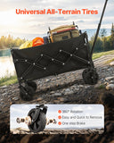 Kitchen & Dining Trolleys: VEVOR Collapsible Wagon Carts, 120L & 225LBS Folding Wagons with All-Terrain Wheels, Heavy Duty Outdoor Utility Cart with Adjustable Handle, Portable Camping Cart for Beach Grocery Garden Black